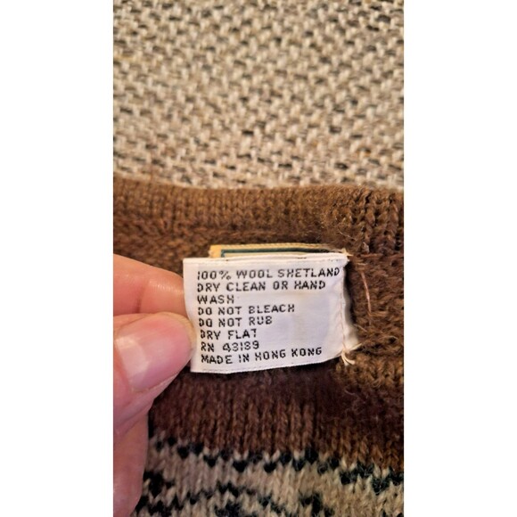 VINTAGE LL Bean Sweater Vest Brown Green 100% Shetland Wool Men's Size Large  42 - Picture 6 of 8